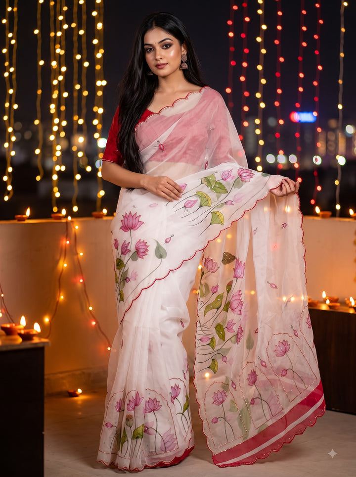 Midnight Spark– Digital Floral Print Katdana Saree