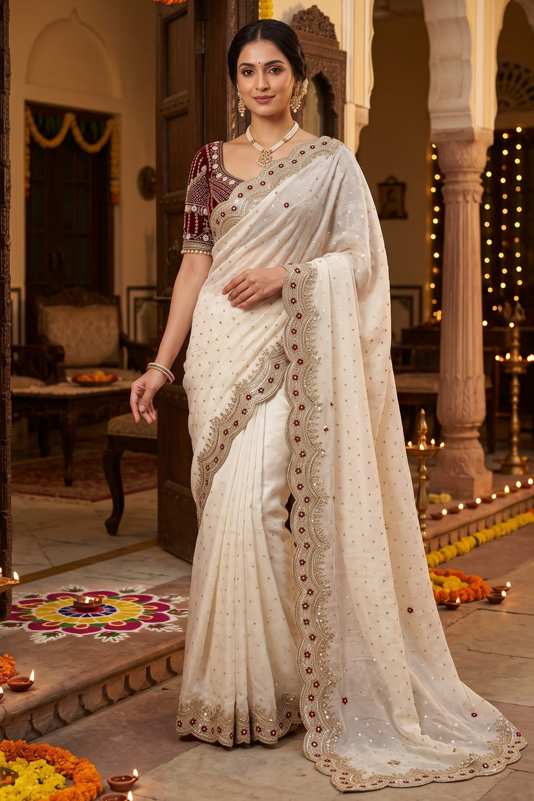All That Glitters – Sequin & Zari Embroidered Frendy Satin Silk Saree