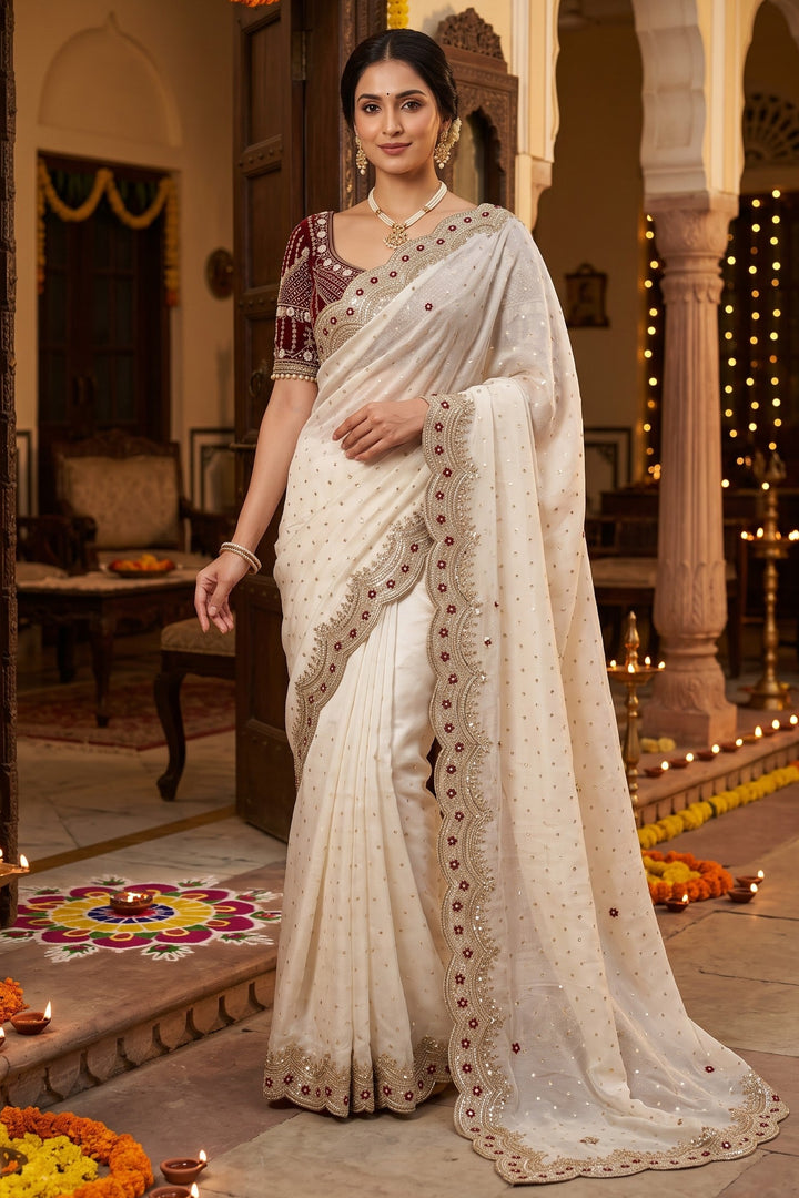 All That Glitters – Sequin & Zari Embroidered Frendy Satin Silk Saree