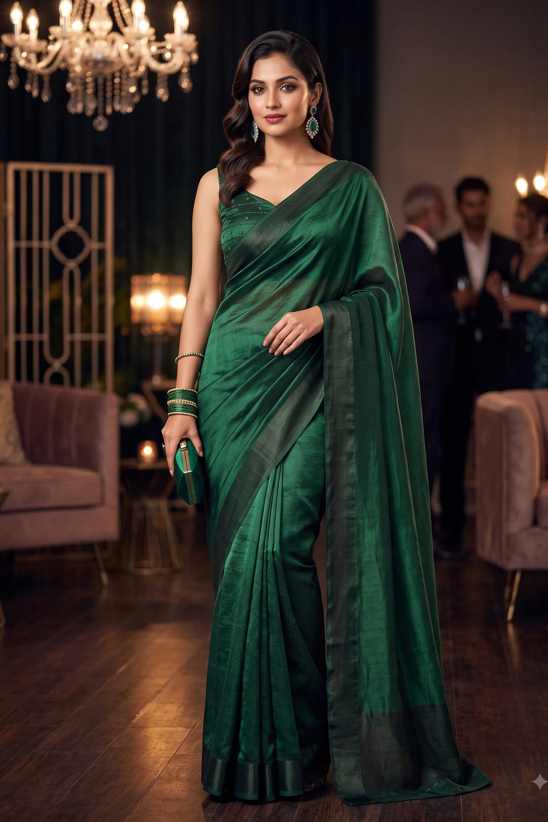 Night Out Glam Satin Silk Saree