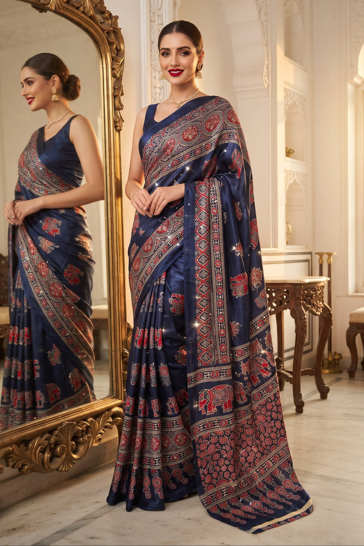 Pretty Obsession Modal Silk Saree With Mirror Work