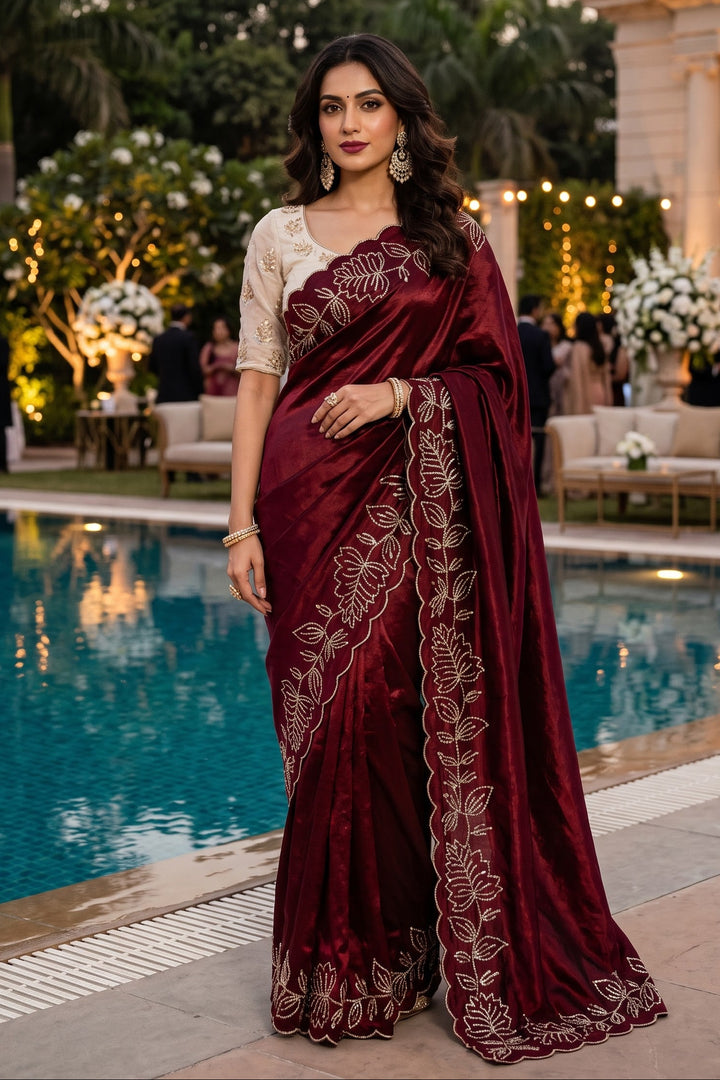 Slay in Sparkle Fandy Silk Saree with Cutdana Work