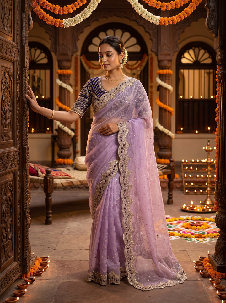 All That Glitters – Sequin & Zari Embroidered Frendy Satin Silk Saree