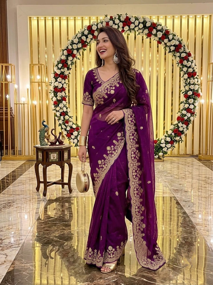 Glam Theory – Fancy Silk Saree with Sequin & Zari Embroidered
