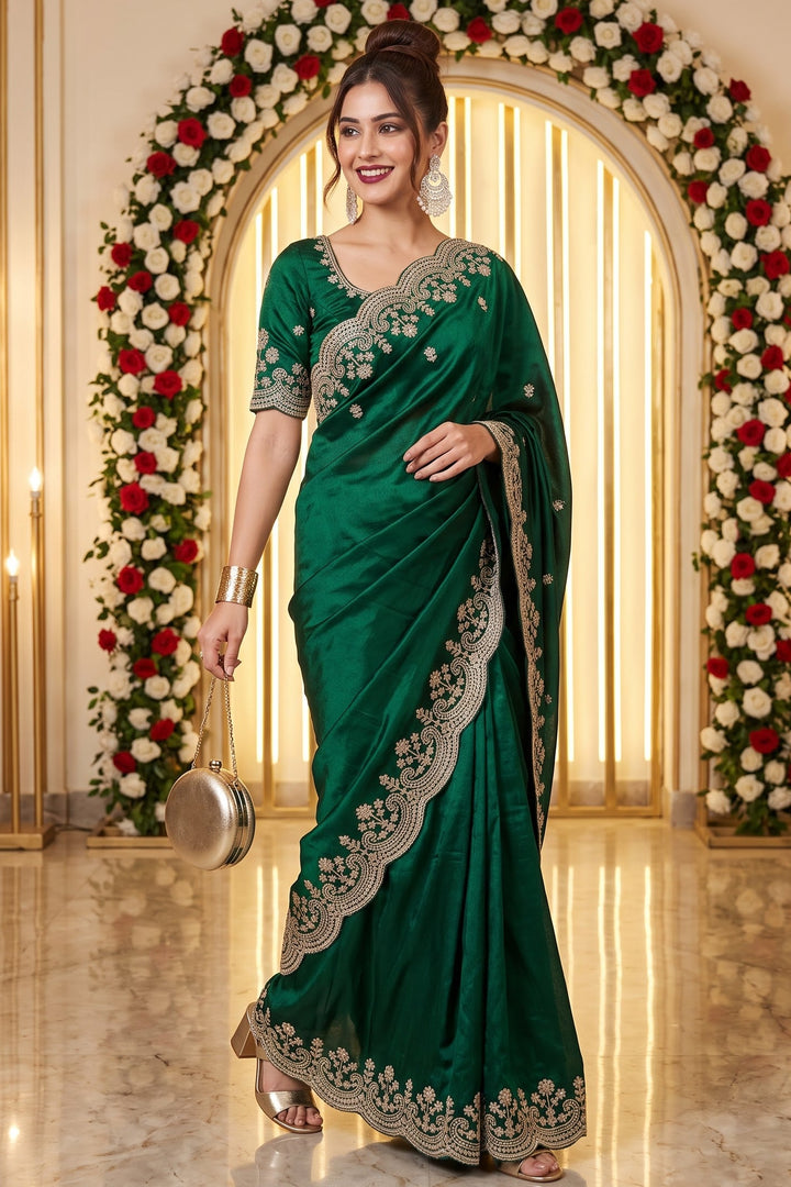 Glam Theory – Fancy Silk Saree with Sequin & Zari Embroidered