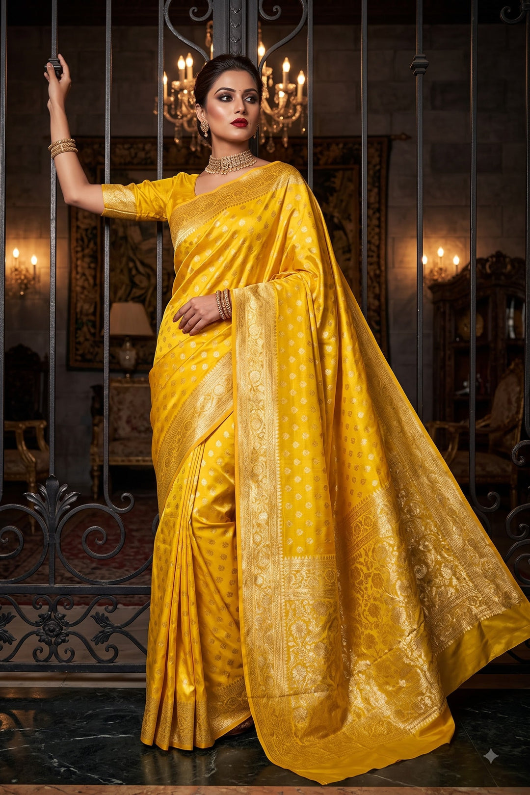 Glided Honey Semi Silk Saree