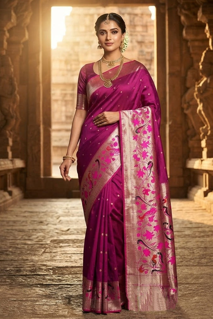 Gilded Majesty- Kanchivaram Paithani Silk (Semi) Saree