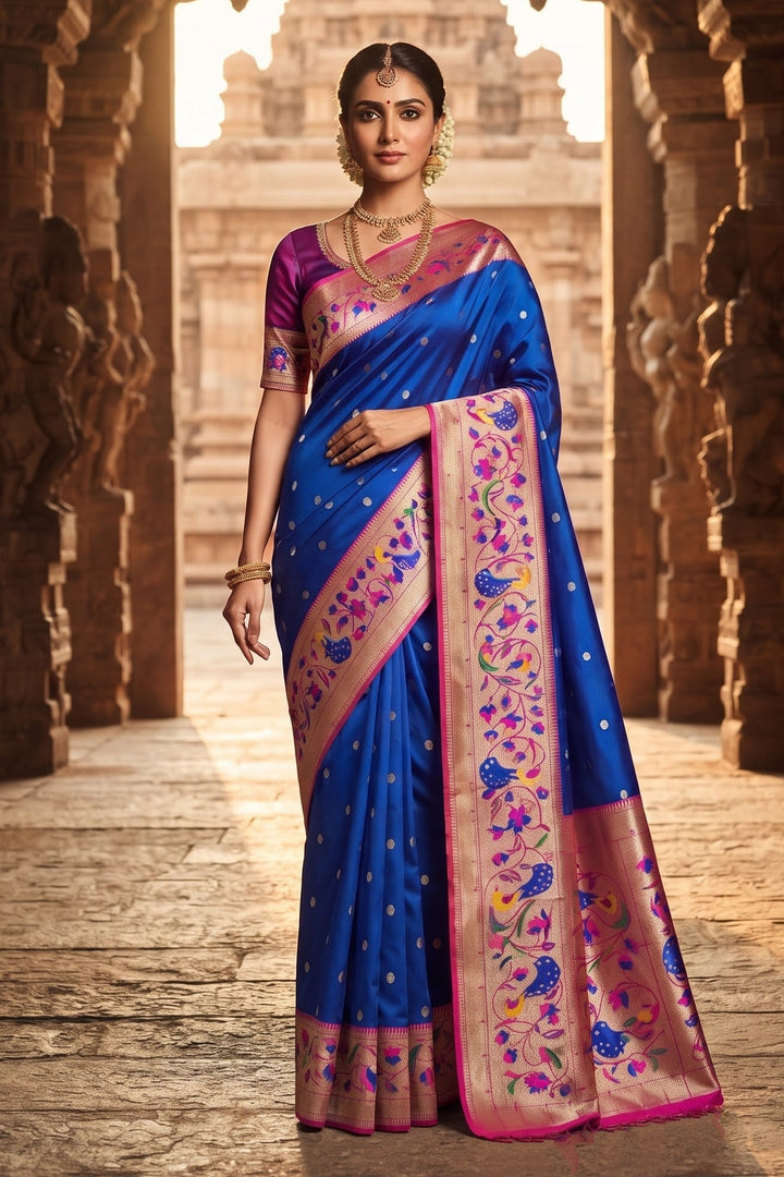 Gilded Majesty- Kanchivaram Paithani Silk (Semi) Saree