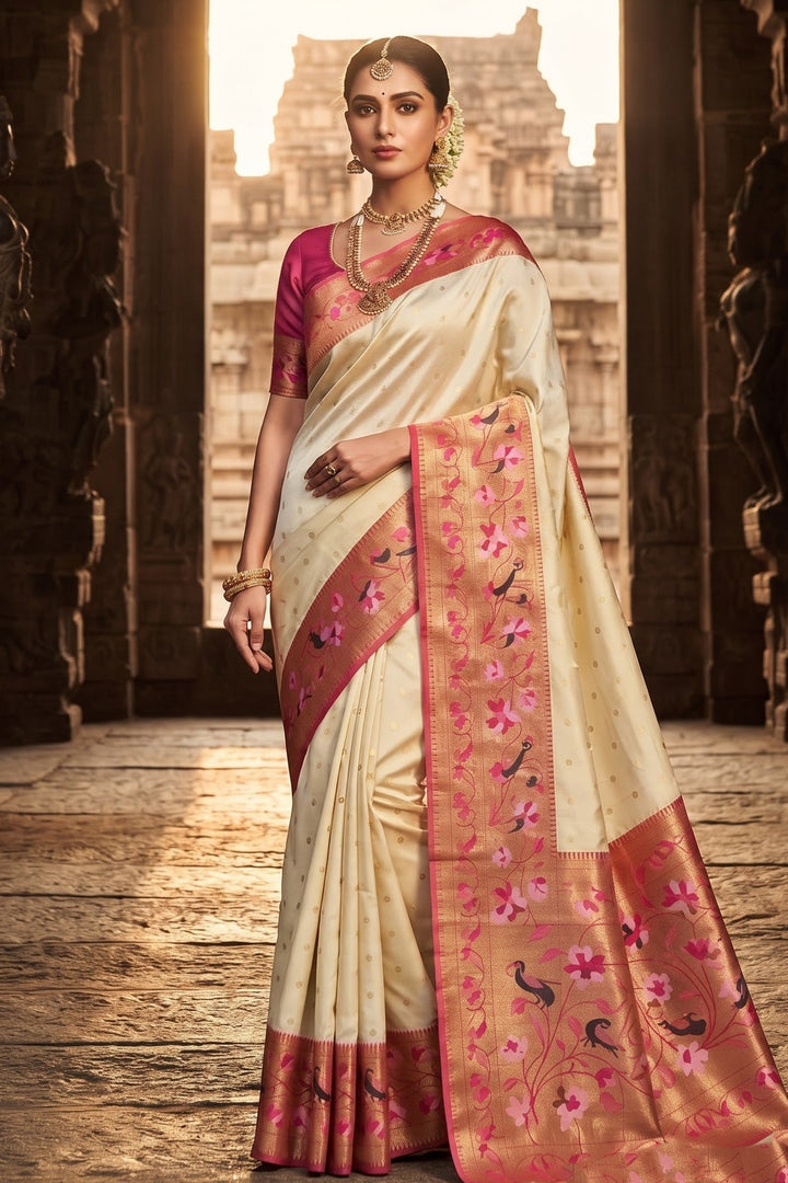 Gilded Majesty- Kanchivaram Paithani Silk (Semi) Saree