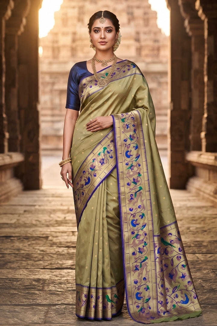 Gilded Majesty- Kanchivaram Paithani Silk (Semi) Saree