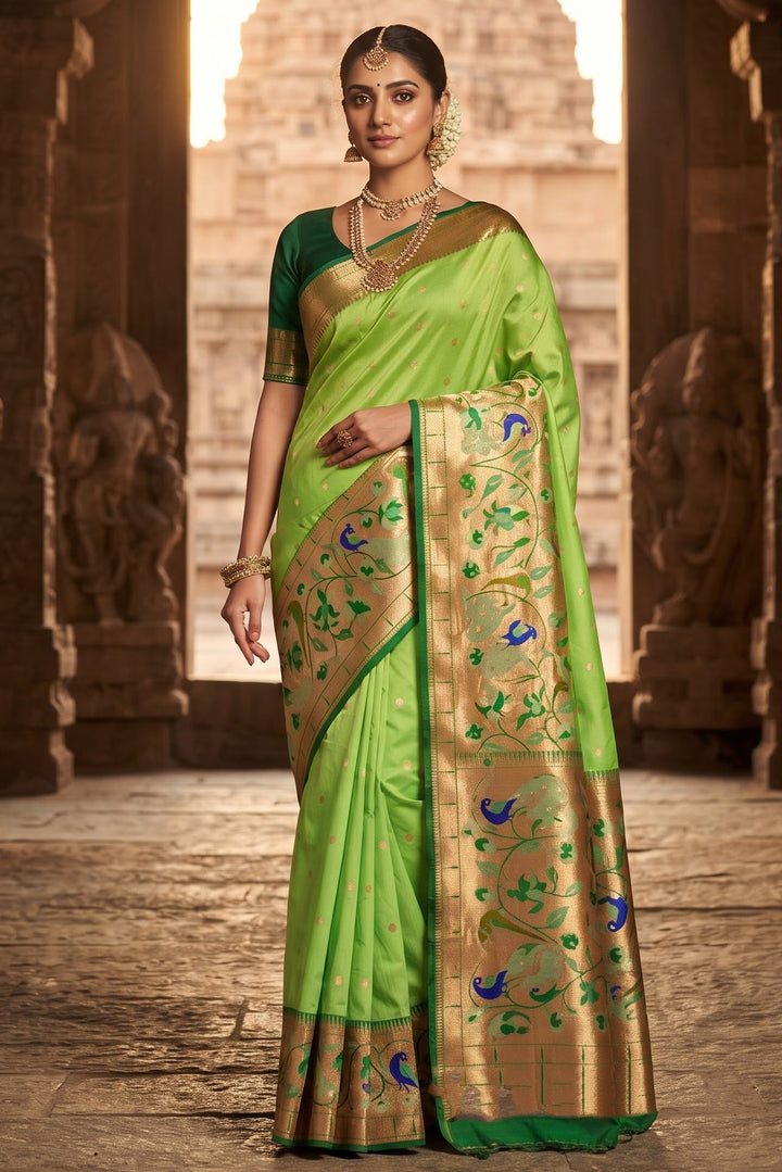 Gilded Majesty- Kanchivaram Paithani Silk (Semi) Saree