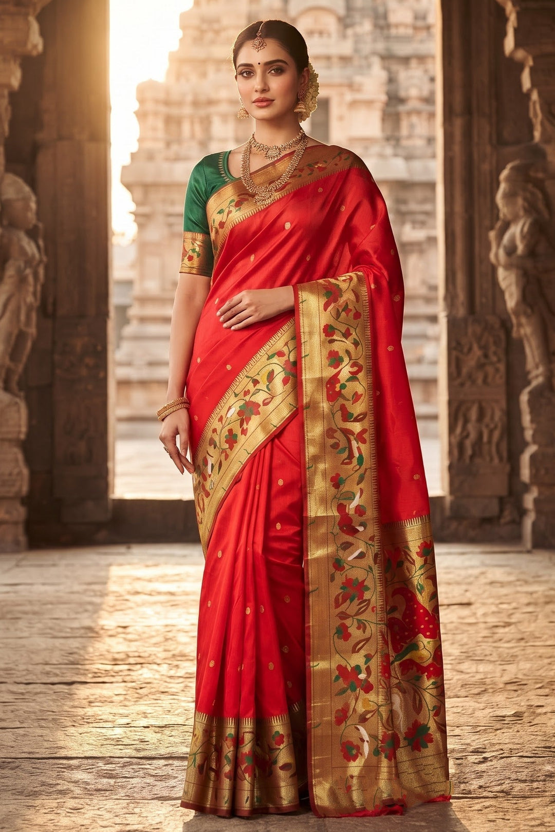Gilded Majesty- Kanchivaram Paithani Silk (Semi) Saree