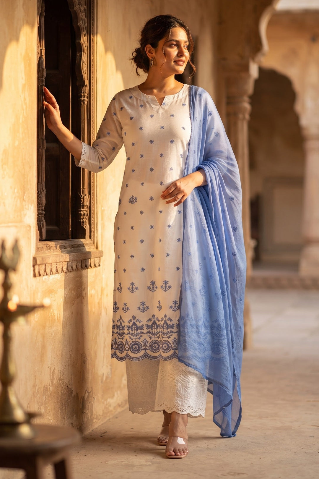Aira Bloom- 3 Piece Cotton Kurti Set