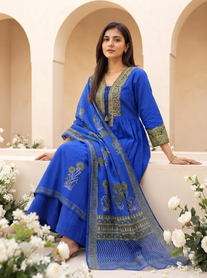 Aura Bloom - Cotton 3 Piece kurti Set