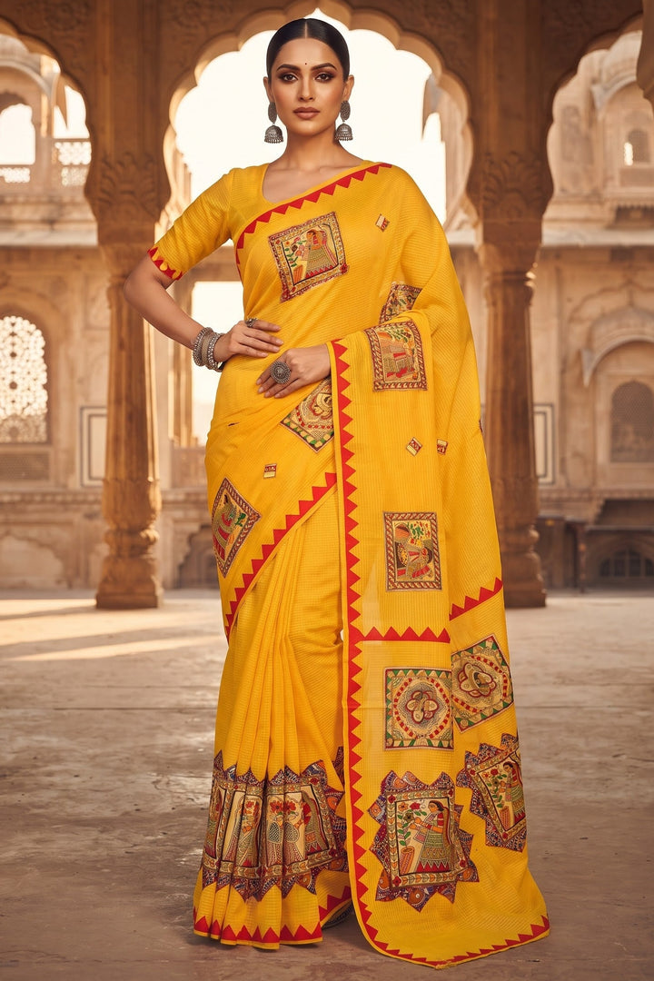 Surya Madhubani- Madhubani Patch Work Saree