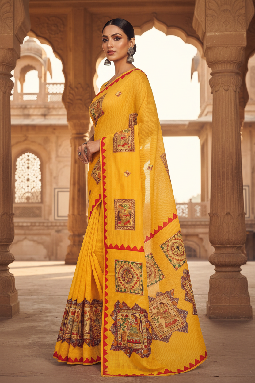 Surya Madhubani- Madhubani Patch Work Saree