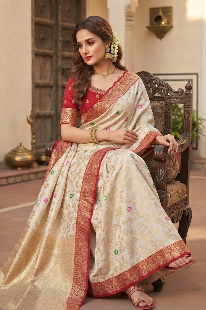 Rajrani Khaddi Georgette Designer Saree with Scallop Border
