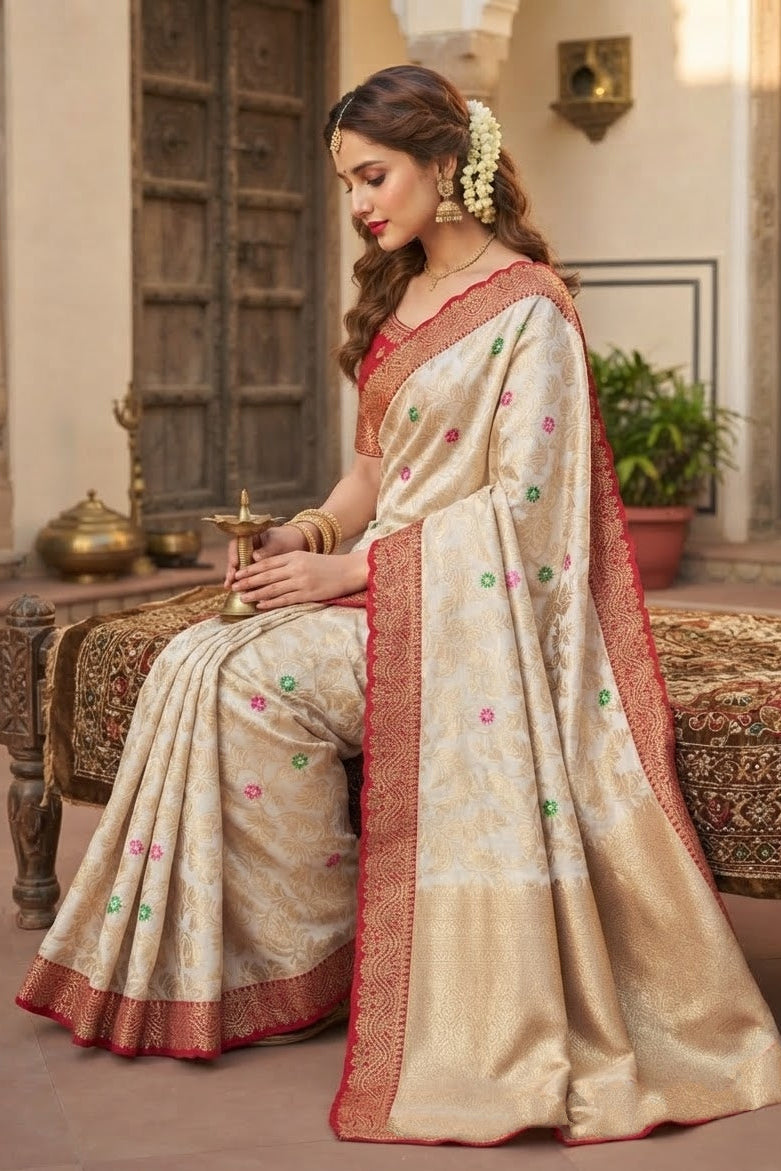 Rajrani Khaddi Georgette Designer Saree with Scallop Border