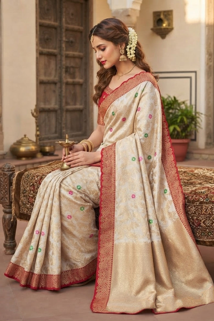 Rajrani Khaddi Georgette Designer Saree with Scallop Border