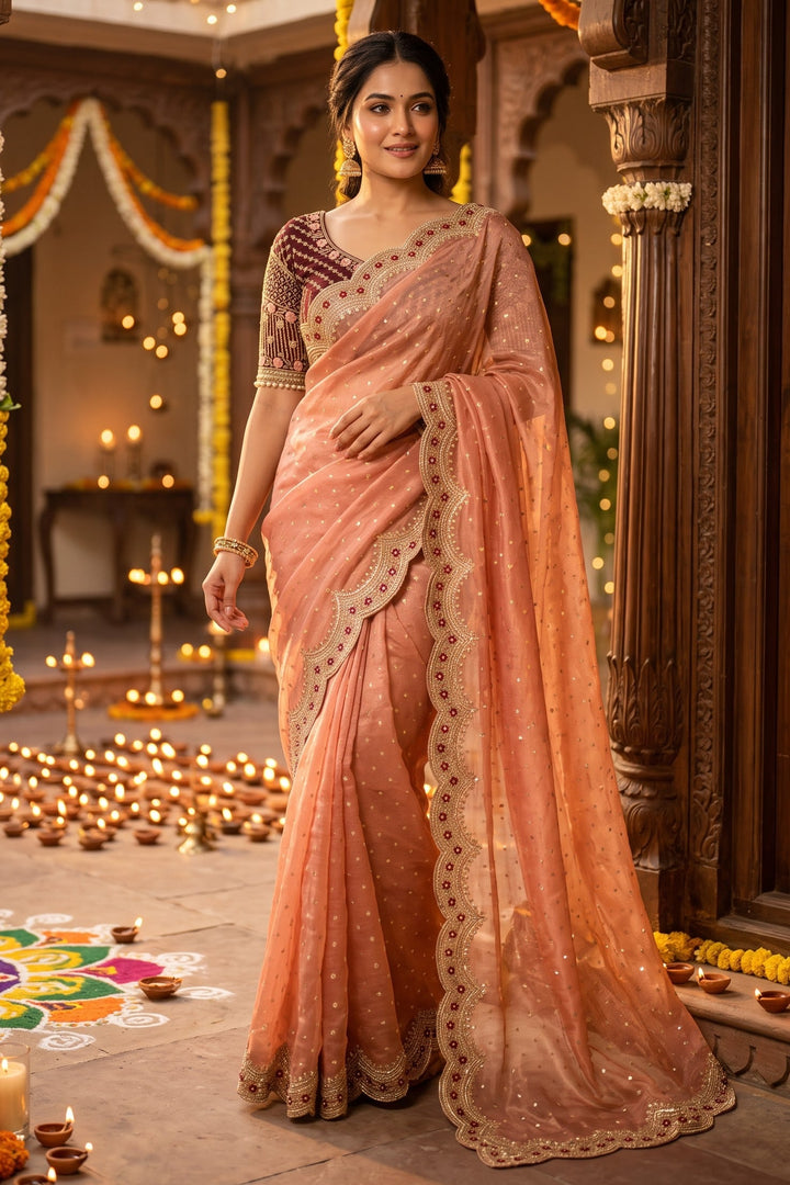 All That Glitters – Sequin & Zari Embroidered Frendy Satin Silk Saree