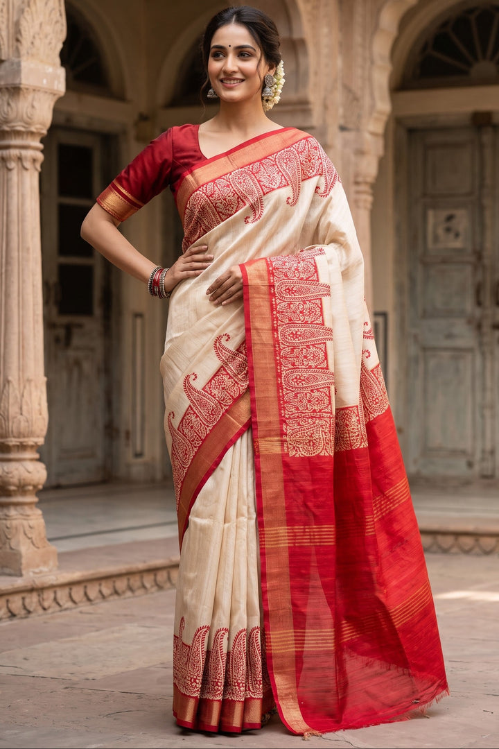 Aabhaangi  Ghicha Tussar Silk Saree