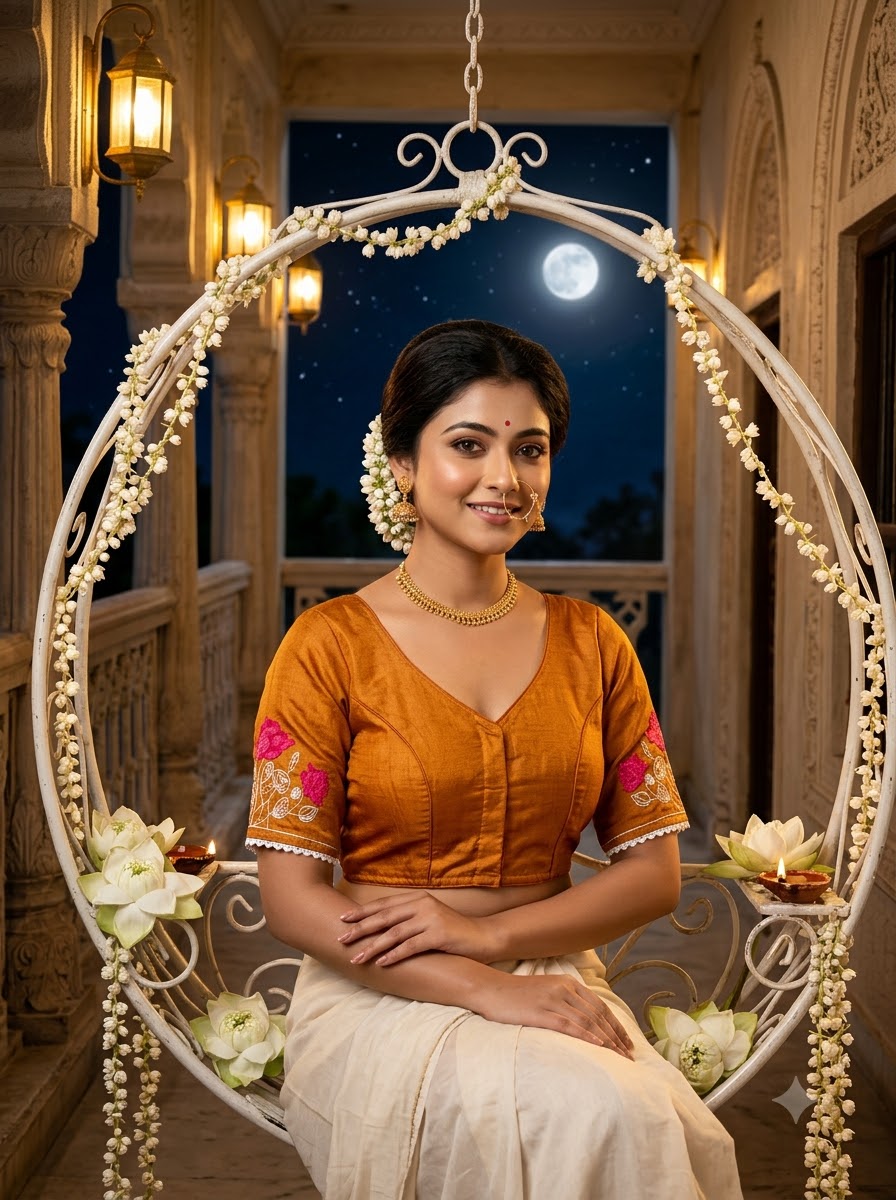 Lotus Of Peace Vichitra Silk Embroidery Blouse