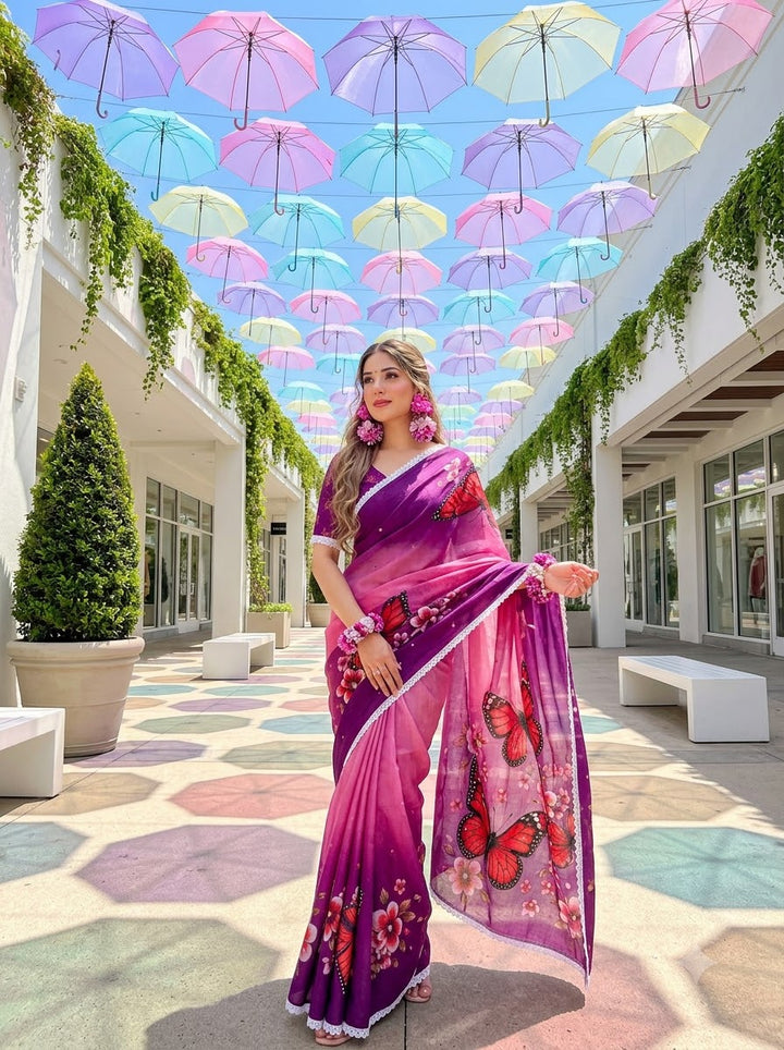 🦋 The Magic She Wears – Soft Linen Saree