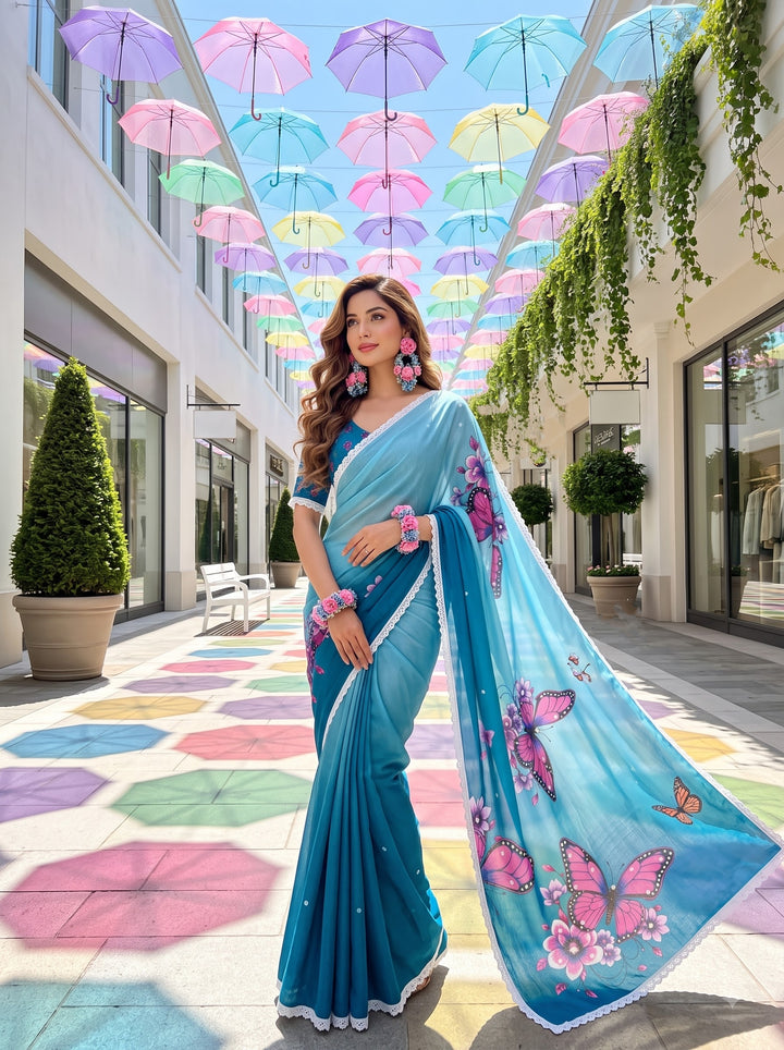 🦋 The Magic She Wears – Soft Linen Saree