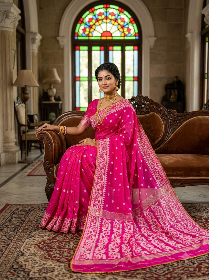 Sonar Alo  Katdana Jamdani Saree(Dark Golapi)