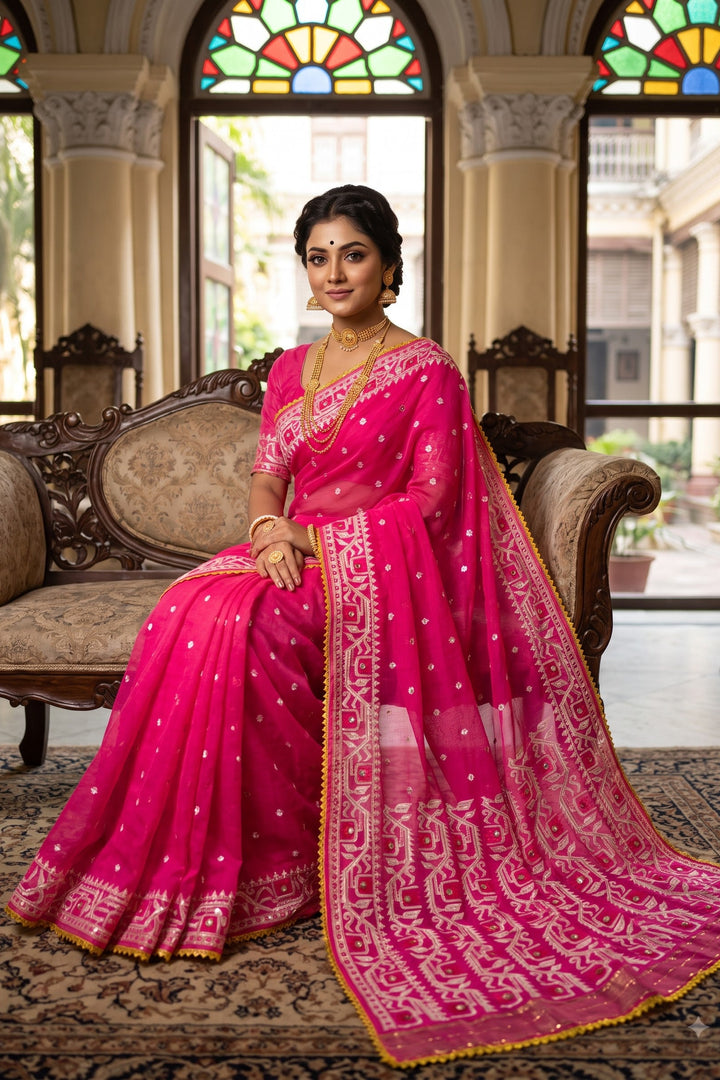 Sonar Alo  Katdana Jamdani Saree(Dark Golapi)