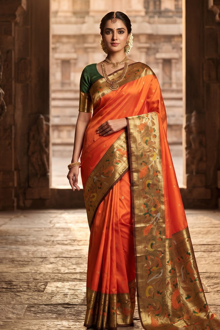 Gilded Majesty- Kanchivaram Paithani Silk (Semi) Saree