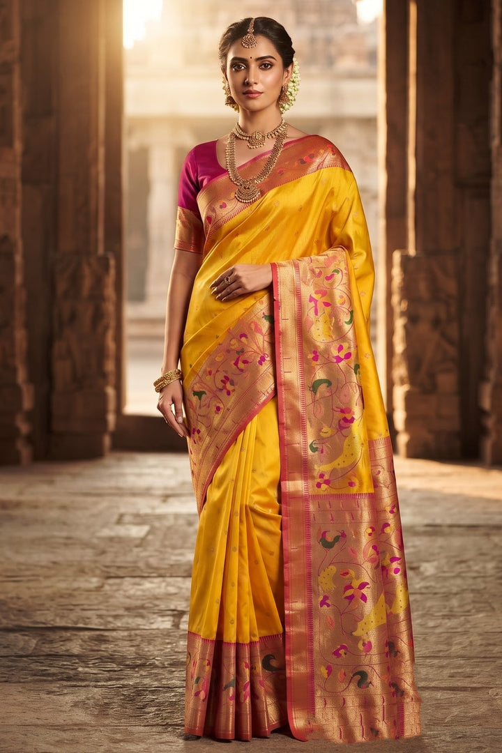 Gilded Majesty- Kanchivaram Paithani Silk (Semi) Saree
