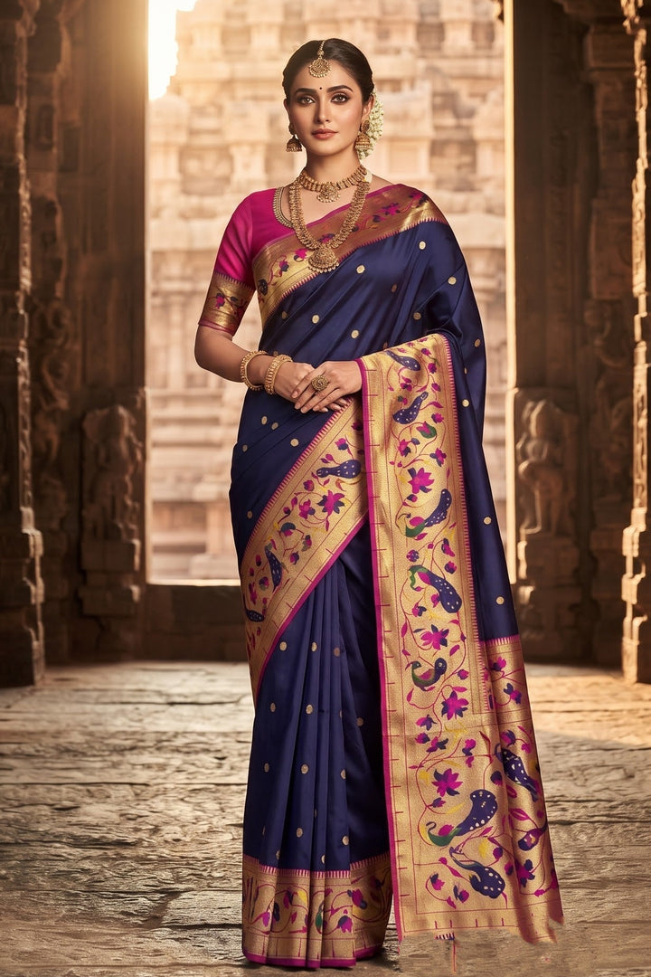 Gilded Majesty- Kanchivaram Paithani Silk (Semi) Saree