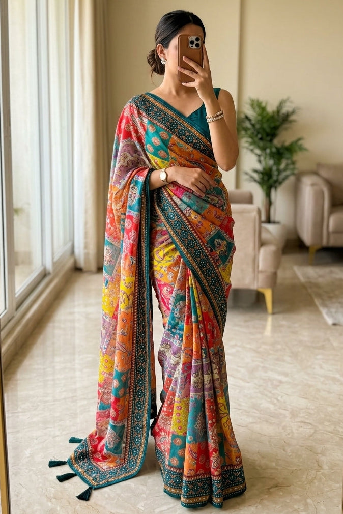 Dusk Radiance Chinnon Silk Saree