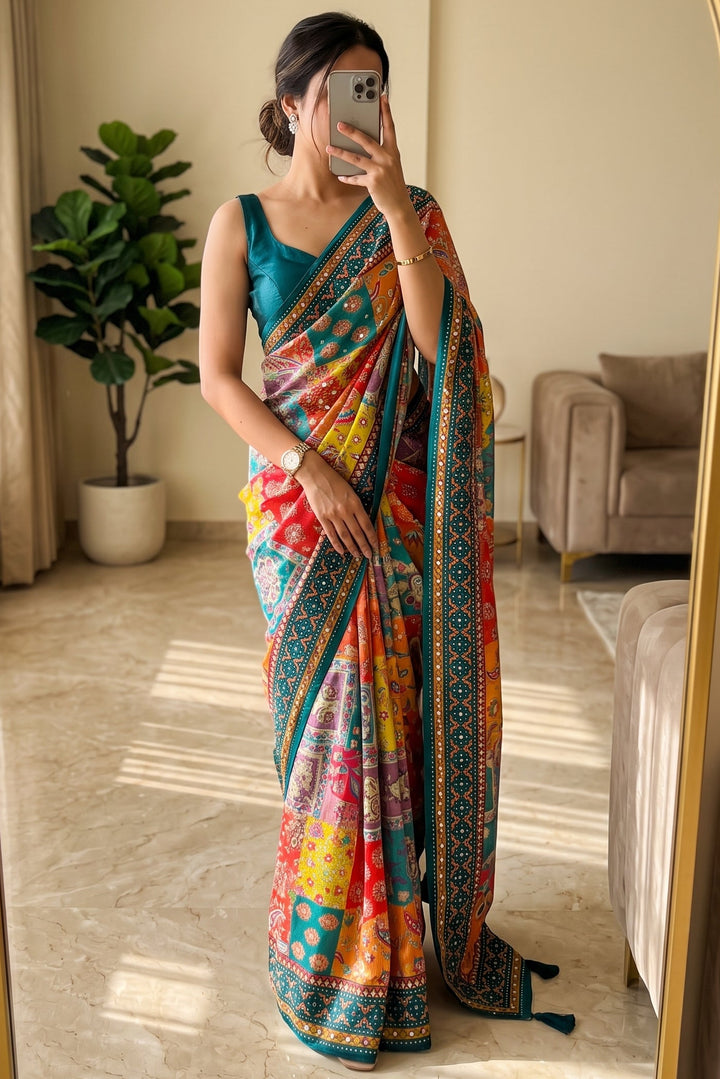 Dusk Radiance Chinnon Silk Saree