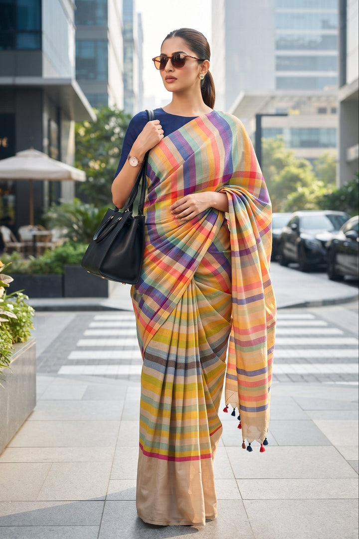 Saptaranga Khadi Cotton Saree