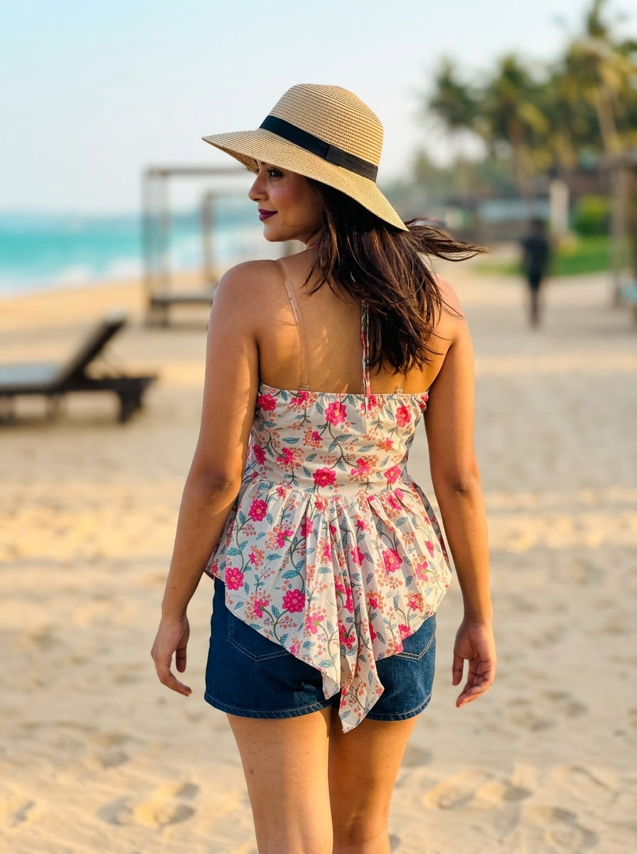 Halter Tie-Back Peplum Top