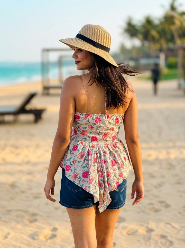 Halter Tie-Back Peplum Top