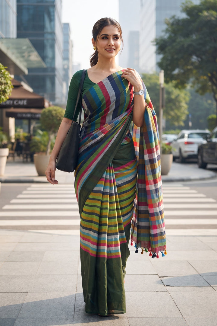 Saptaranga Khadi Cotton Saree
