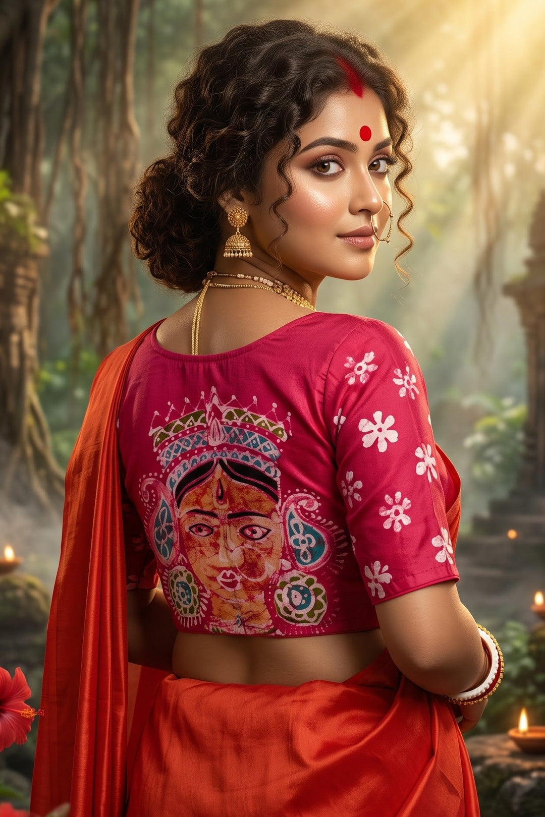 Mahishasuramardini Batik Silk Blouse