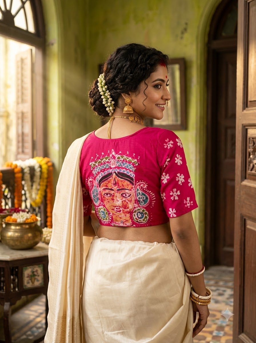 Mahishasuramardini Batik Silk Blouse