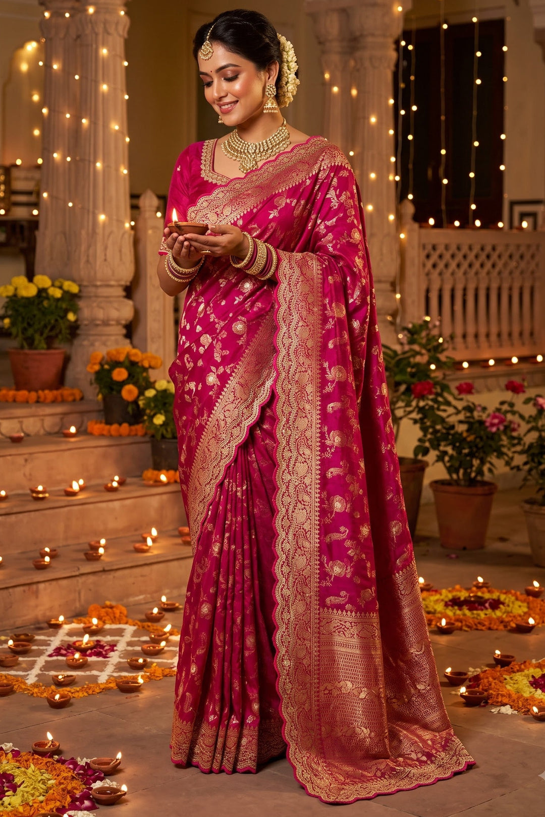 Festive Aura Khaddi Dolla Silk Saree