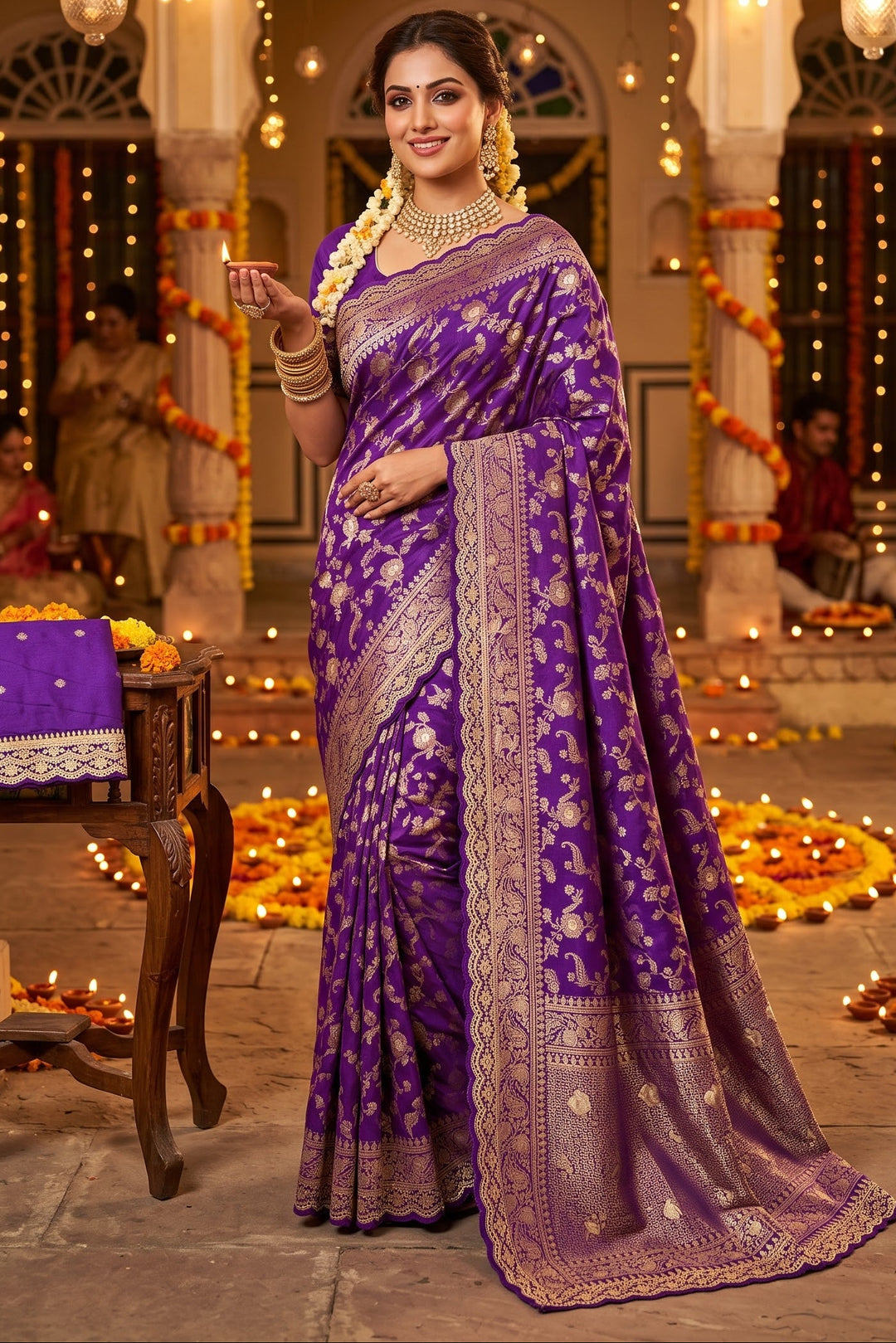 Festive Aura Khaddi Dolla Silk Saree