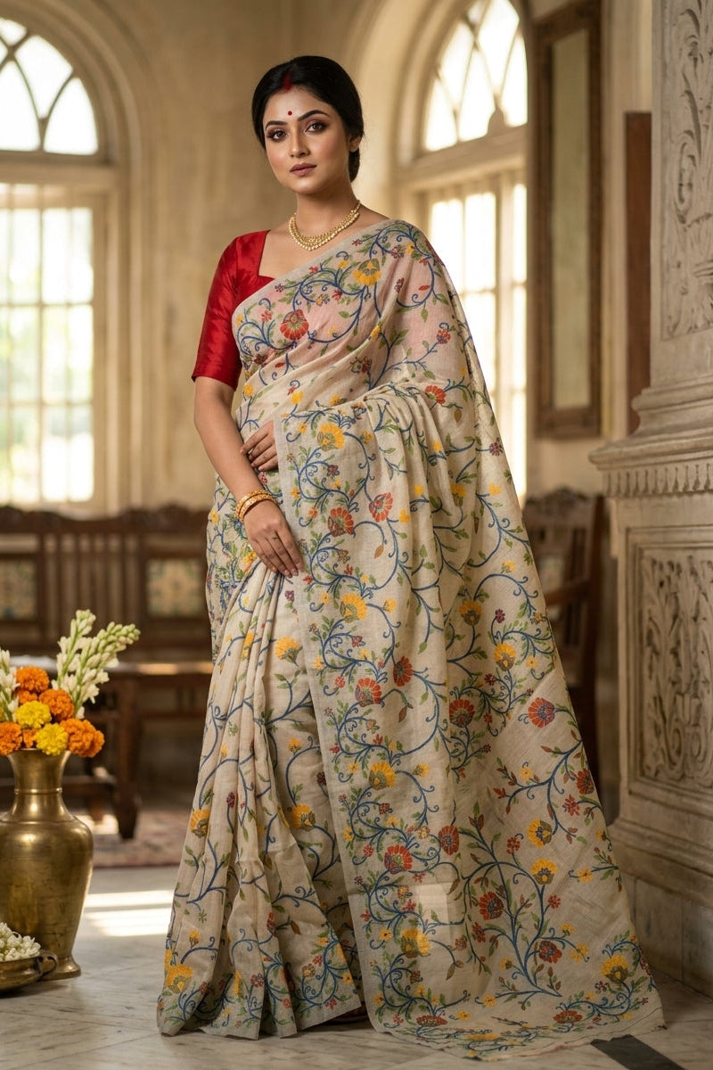 Phoollata Jamdani Exclusive Semi Tussar Jamdani Saree