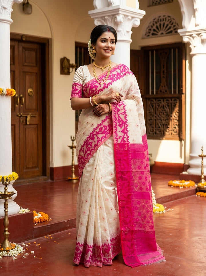 Golapi Golpo Bengal Jamdani Saree