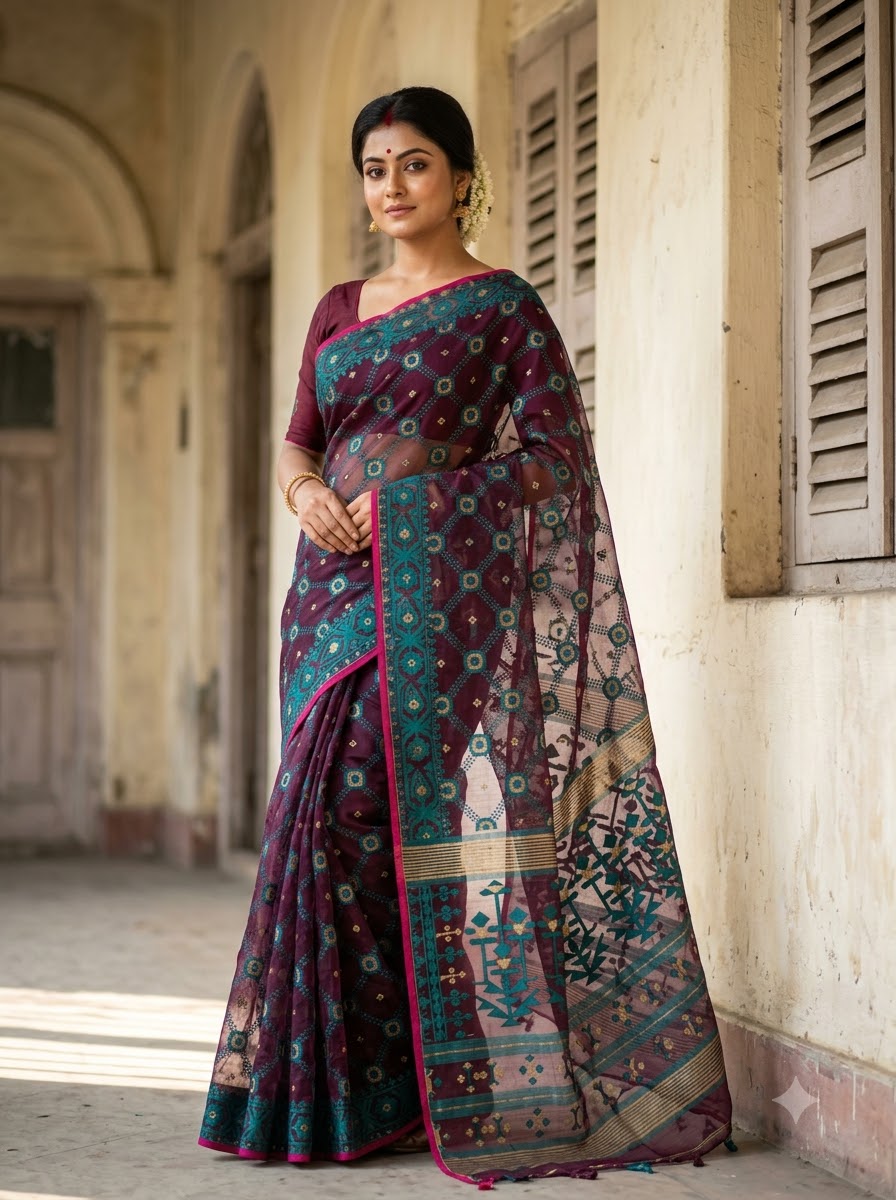 Pujar Shaj Bengal Jamdani Saree