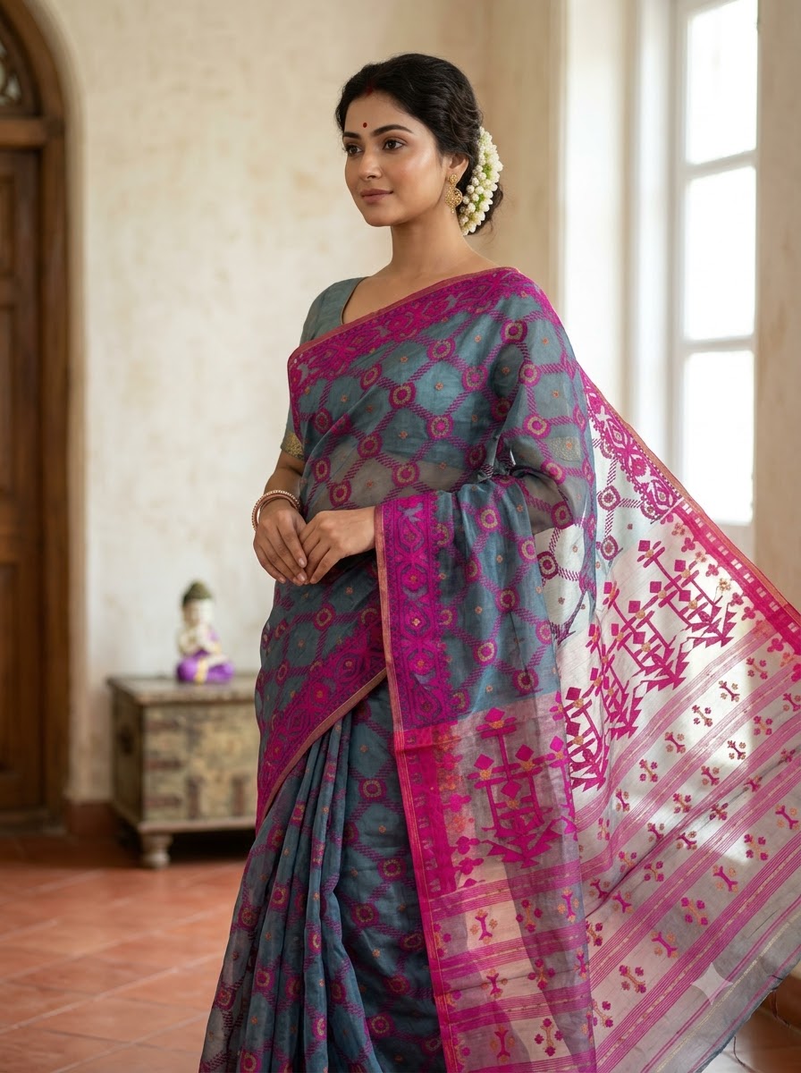 Pujar Shaj Bengal Jamdani Saree