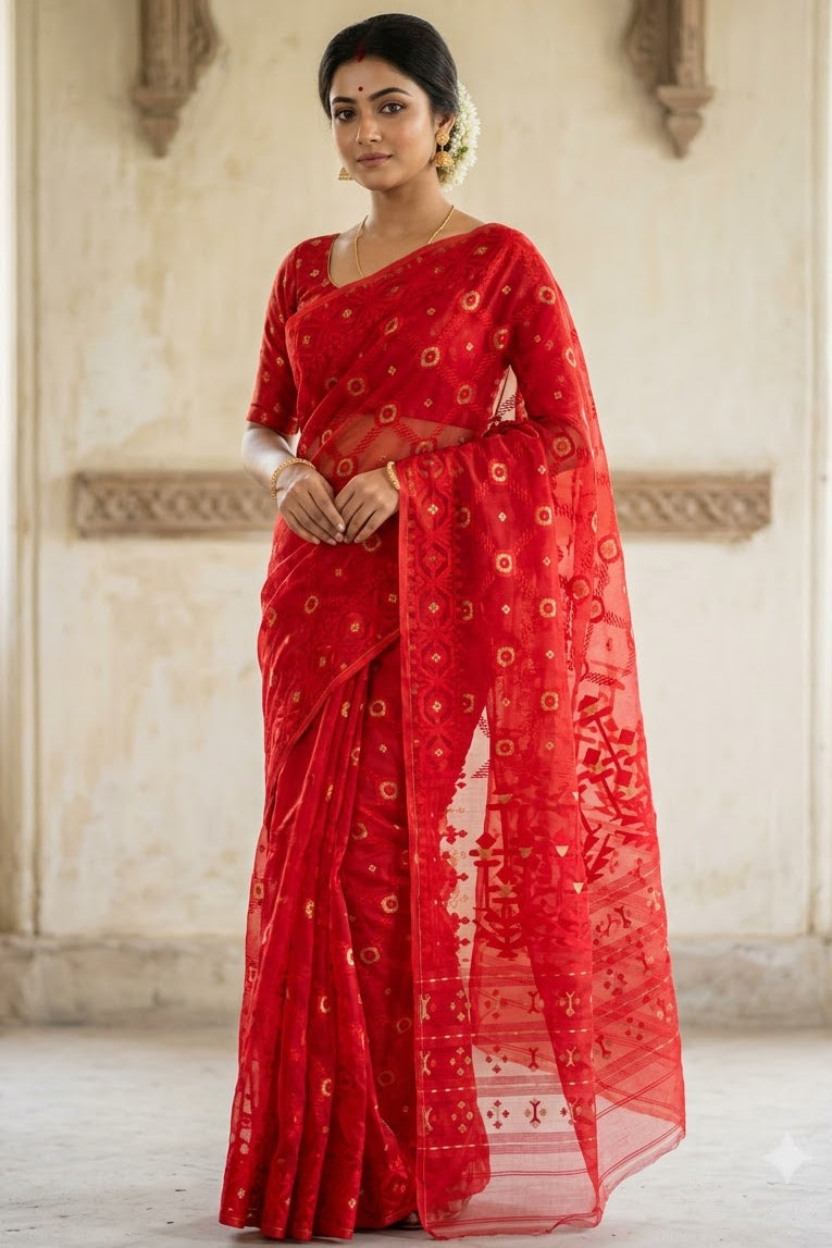 Pujar Shaj Bengal Jamdani Saree
