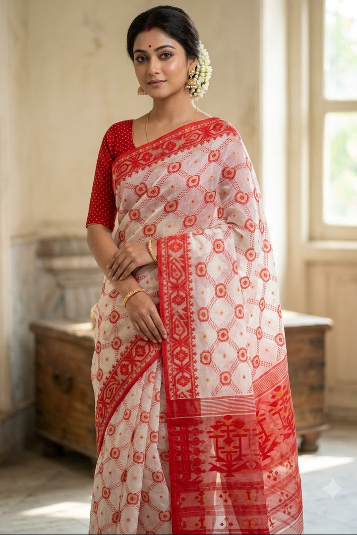 Pujar Shaj Bengal Jamdani Saree