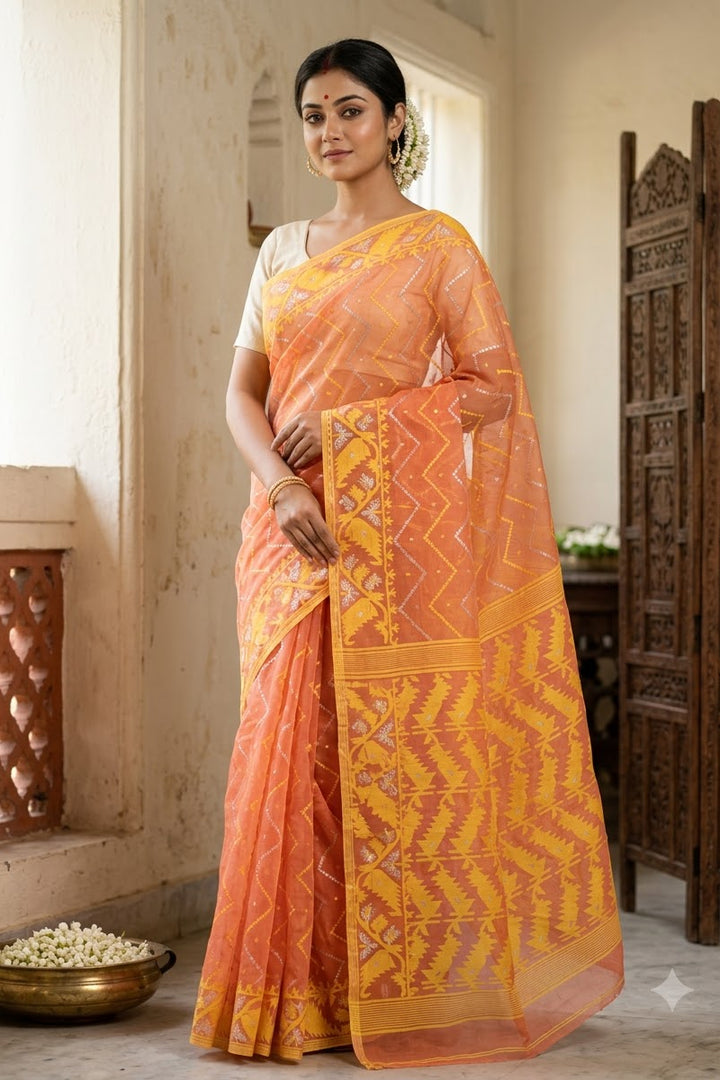Roddur Rekha – Rays Of Sunlight Jamdani Saree